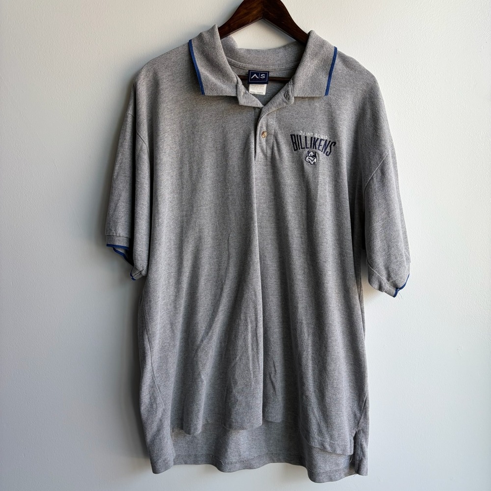 AS Sports Saint Louis Billikens Polo Shirt Men XL Gray Short Sleeve NCAA College